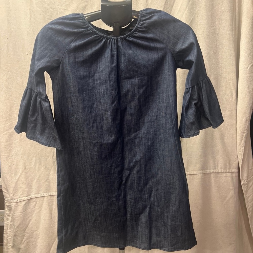 Pomelo Navy Blue Casual Dress with Bell Sleeves